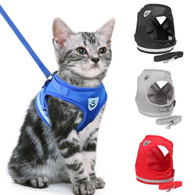 Cat Dog Adjustable Harness Vest Leash